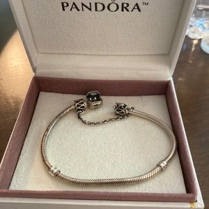 Pandora Bracelet and Sterling Silver Raindrop Safety Chain